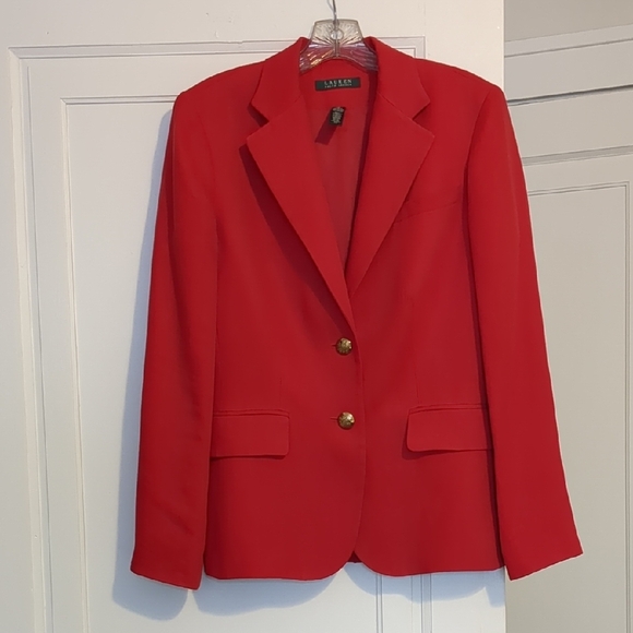 Ralph Lauren Linen Red Blazer With Gold Buttons Old Money 10 Medium - Picture 1 of 12
